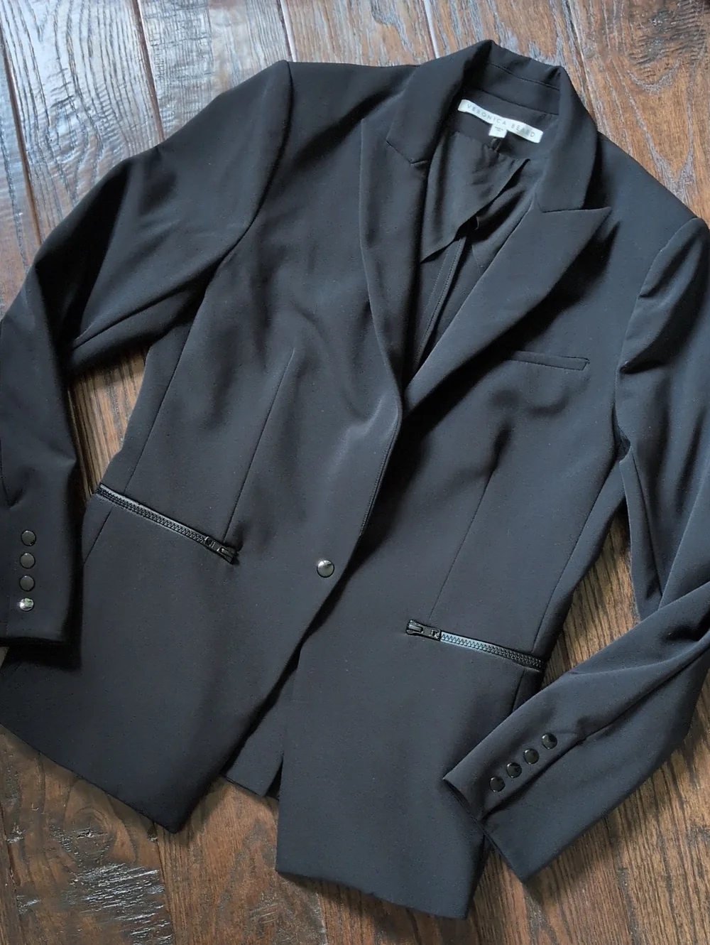 VERONICA BEARD I Classic Black Core Scuba Single-Breasted Jacket Blazer, 8